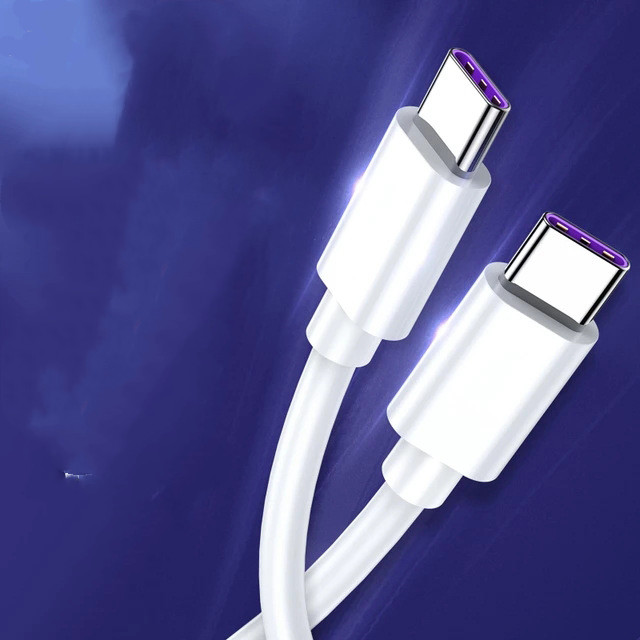 PD100W dual-head Type-C charging cable for Apple MacBook white 1m