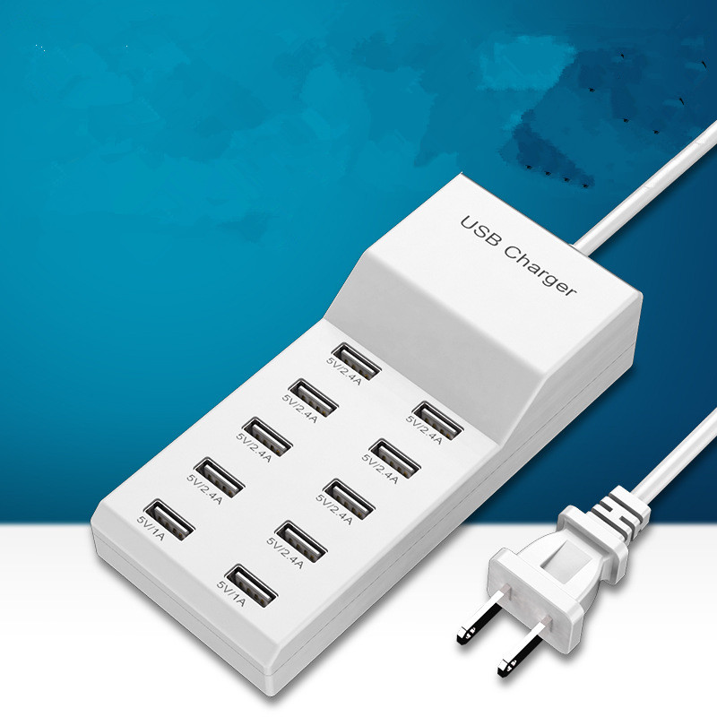 5V2a USB multi-port mobile phone charger front view