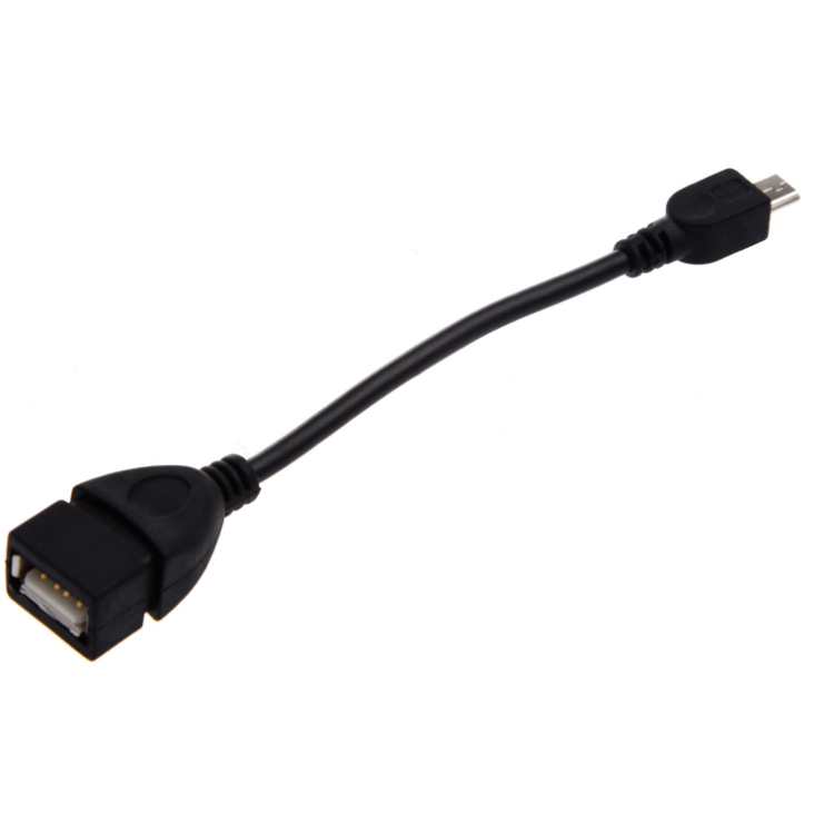 USB 2.0 Female to Micro USB B Male OTG adapter cable front view