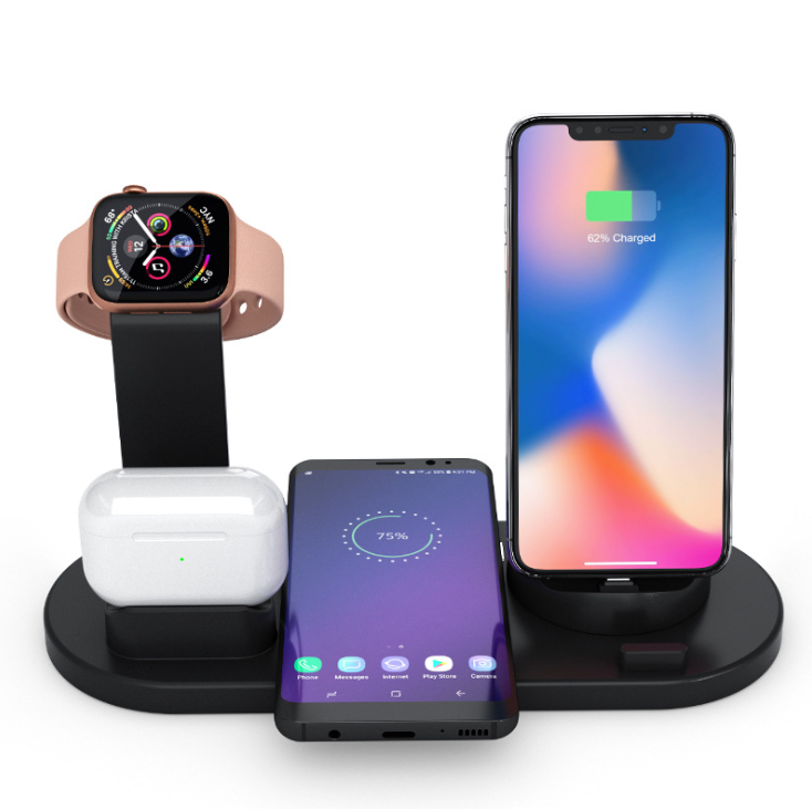Three-in-One Wireless Charger white with rotating cradle