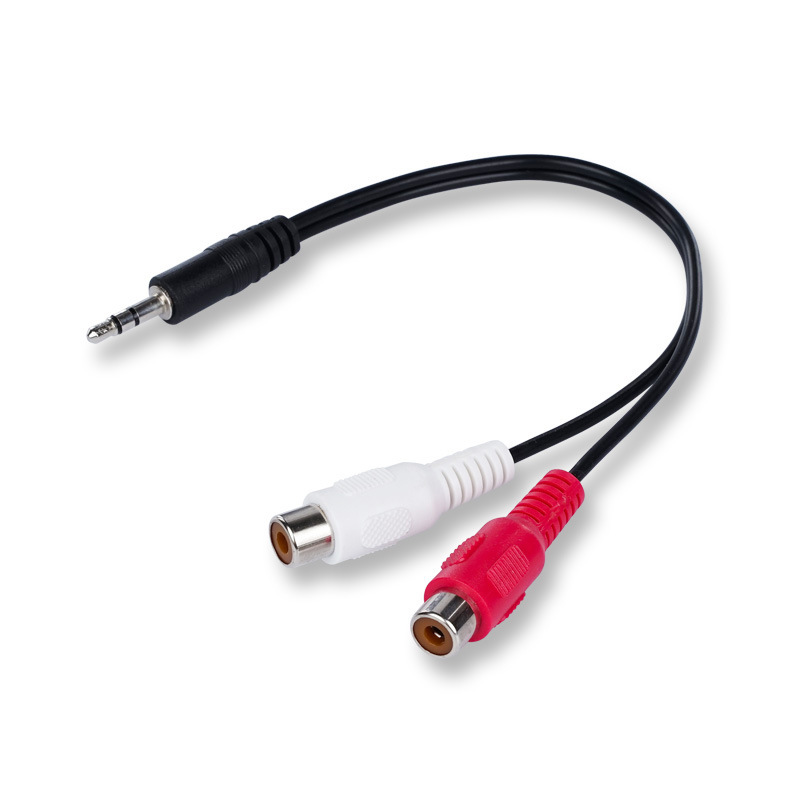 3.5mm to dual RCA female audio cable black PVC jacket