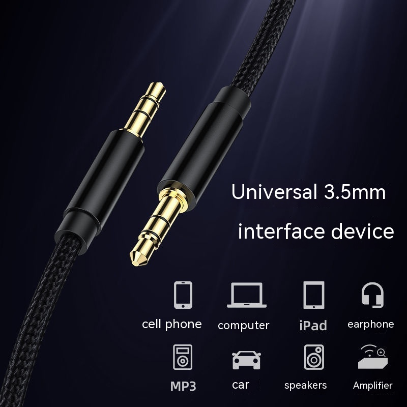 Universal 3.5mm male-to-male audio cable in black
