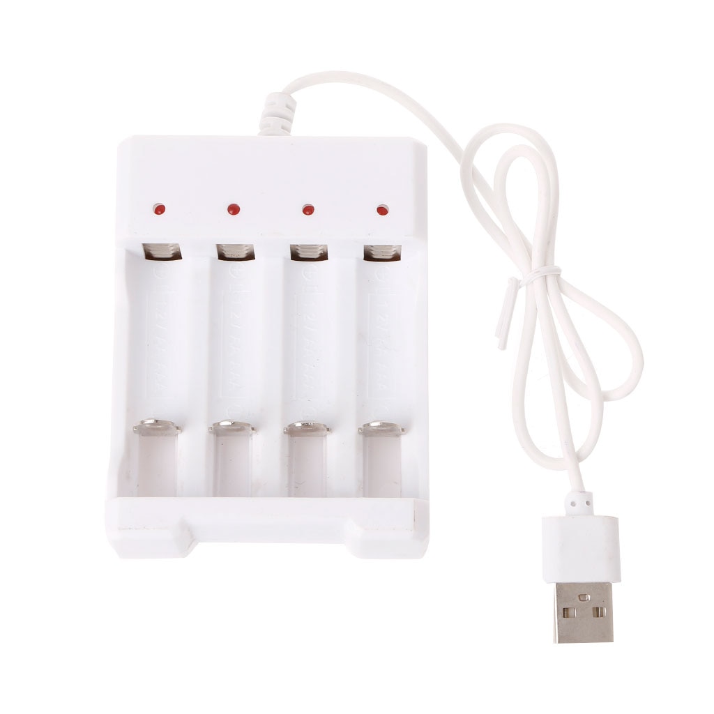 Universal 4-slot USB battery charger adapter front view