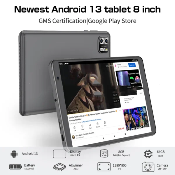 8-inch Android 13 Tablet PC 64GB Large Capacity
