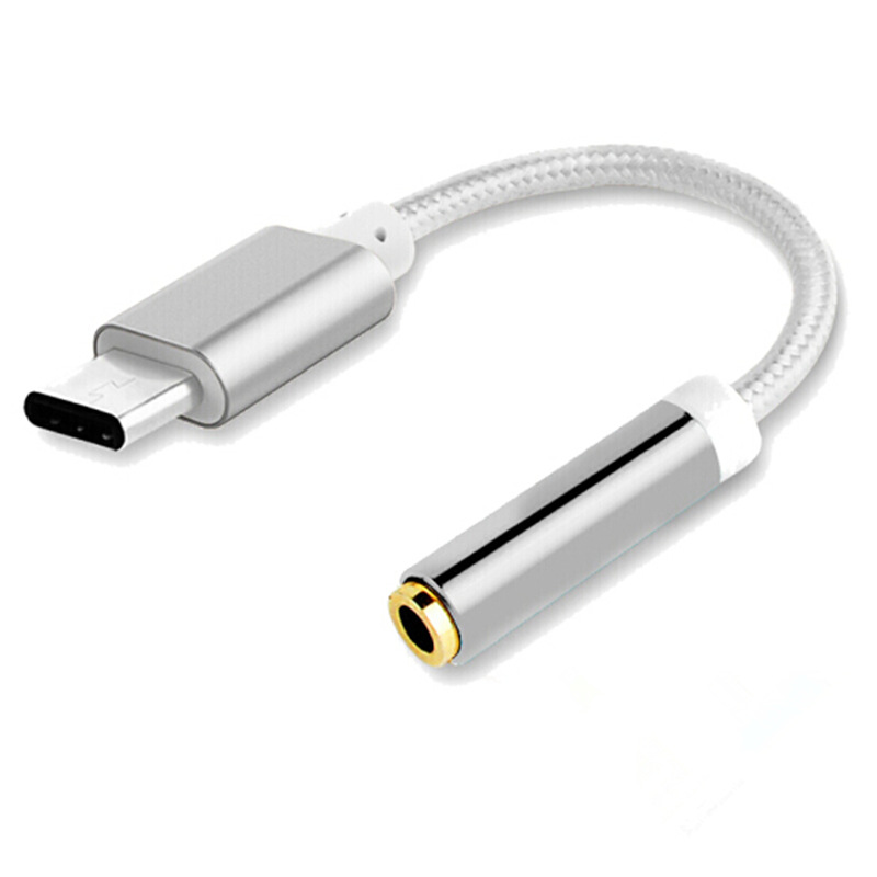 Type-C to 3.5mm audio adapter cable black color