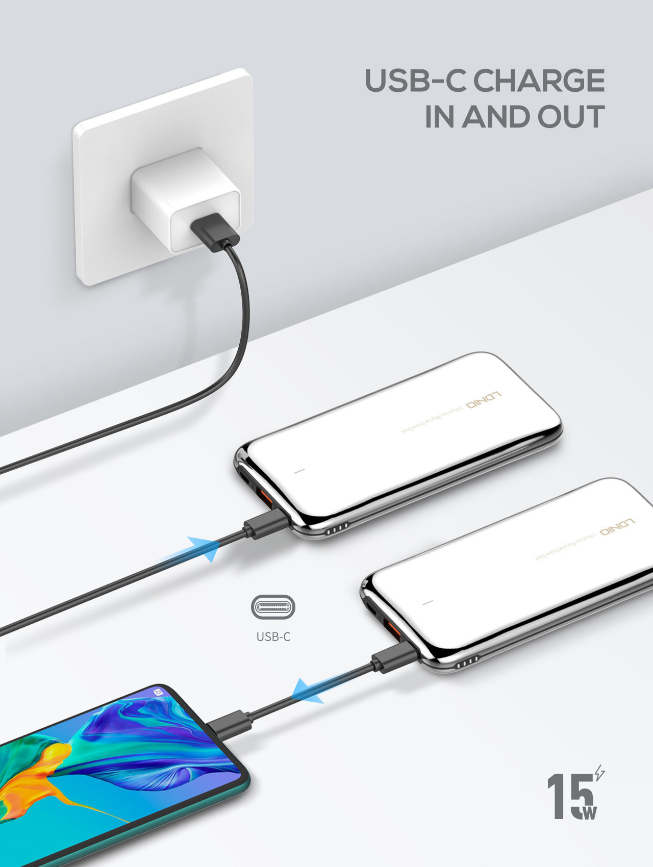 Austenitic Stainless Steel 10000mAh Power Bank