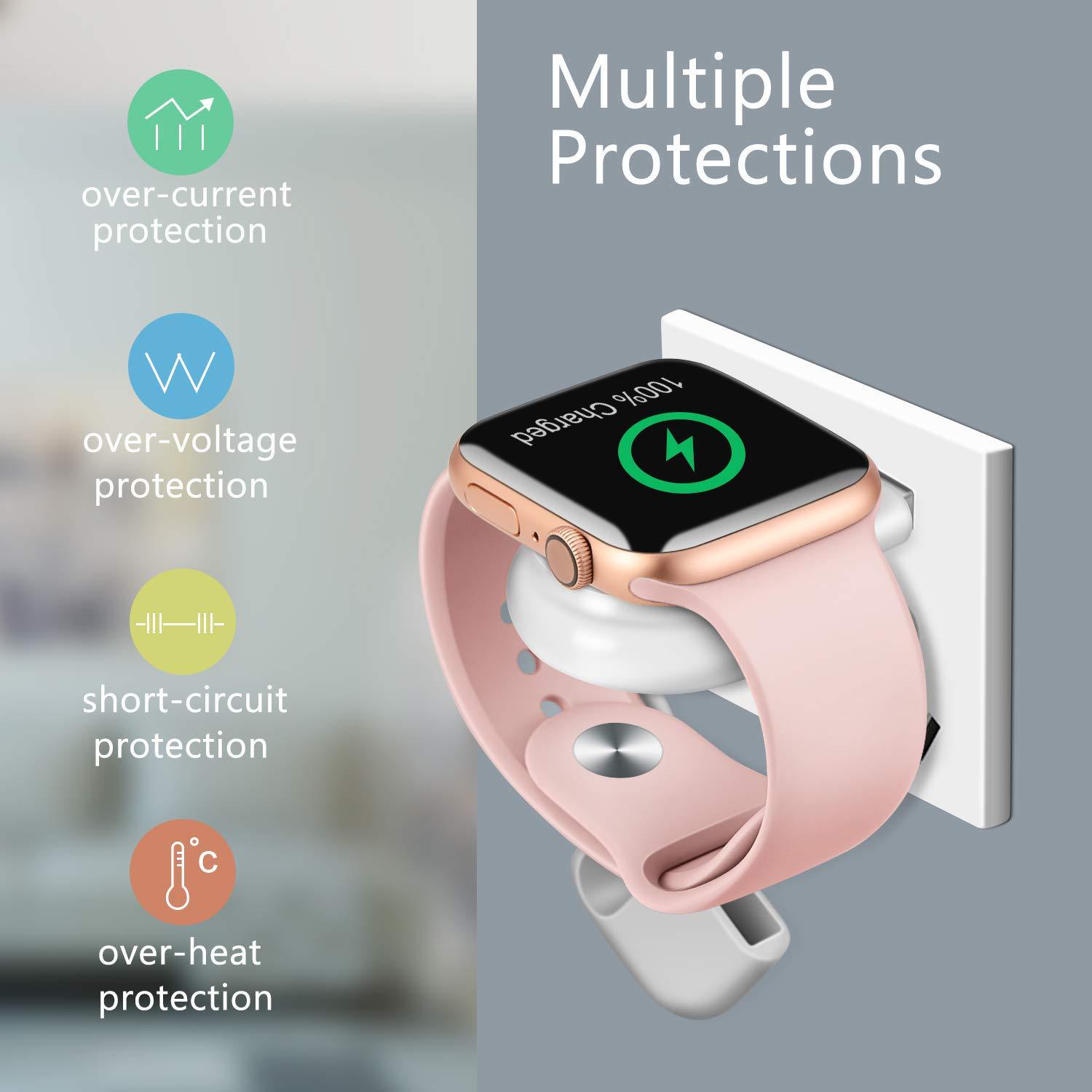 Magnetic portable smart watch wireless charger in white, front view