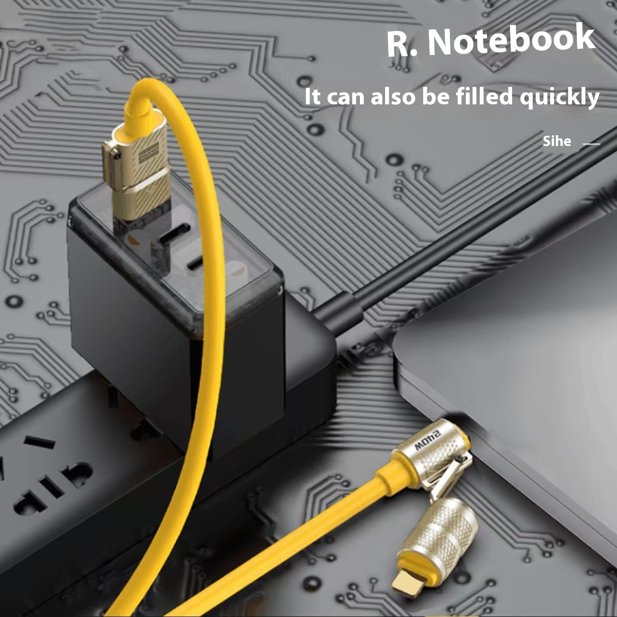 120W Zinc Alloy Fast Charging Four-in-One Silicone Data Cable