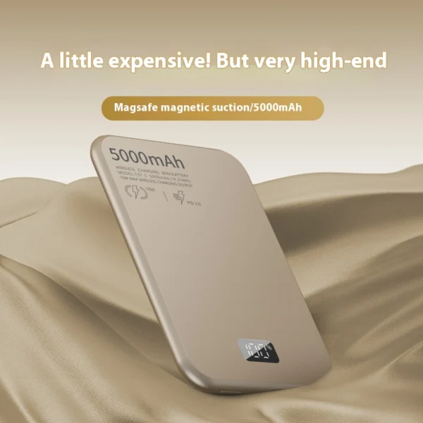 Magnetic Wireless Digital Display Aluminum Alloy Power Bank 5000mAh