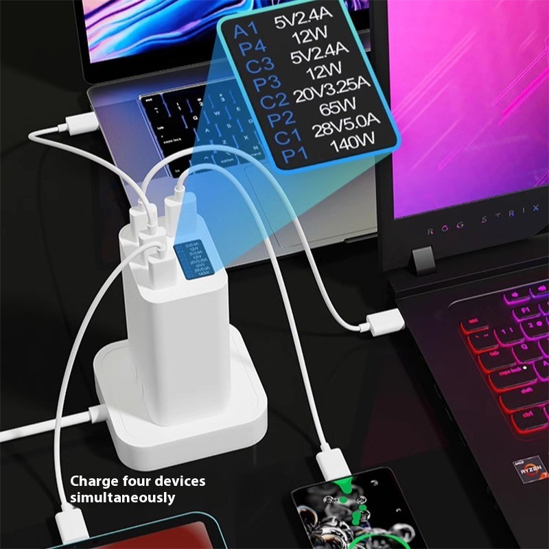 Portable fast charge charger front view with color screen