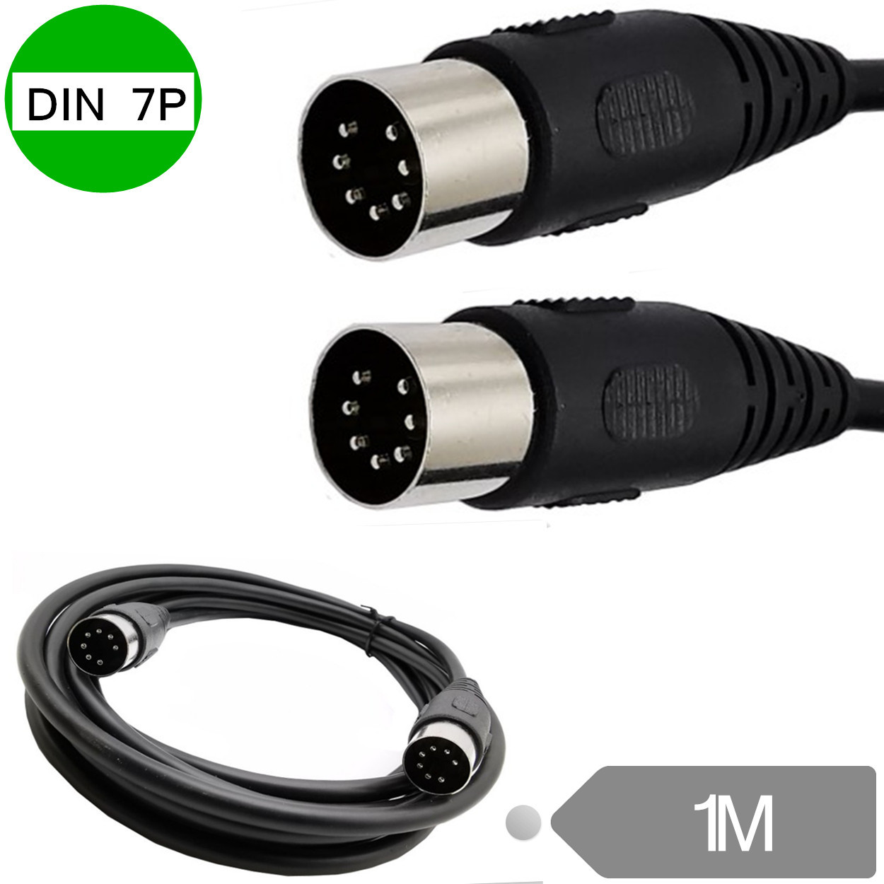 DIN7PIN public-to-public medical device signal connecting cable front view