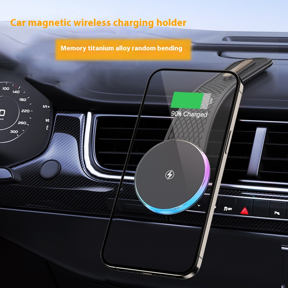 Car magnetic wireless charging bracket with colorful light view front