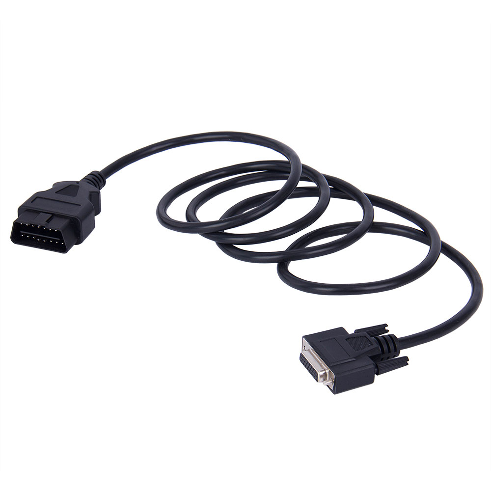 OBD2 male to DB26 female extension cable black angled view