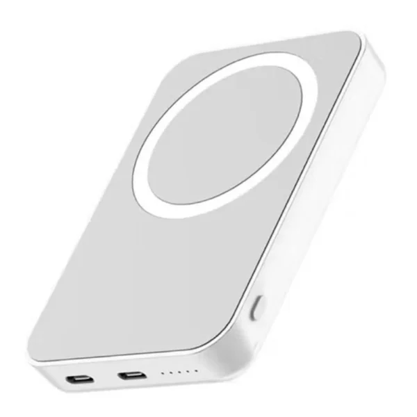 Aspor 5000mAh Magnetic Wireless Fast Charger Power Bank Silver