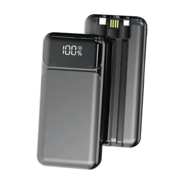 Aspor 10000mAh Power Bank with Built-In Cables Black