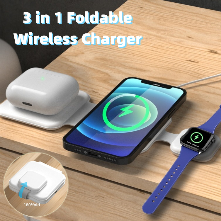 3-in-1 Magnetic Foldable Wireless Charger front view