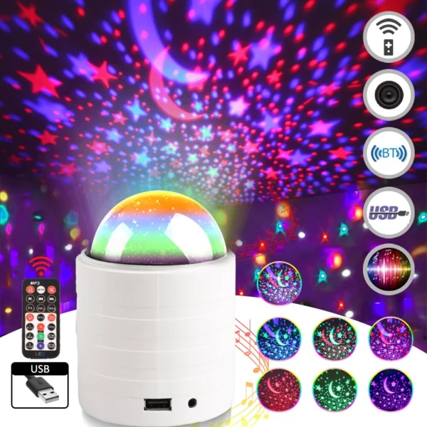 USB LED Star Projector Night Light with Bluetooth