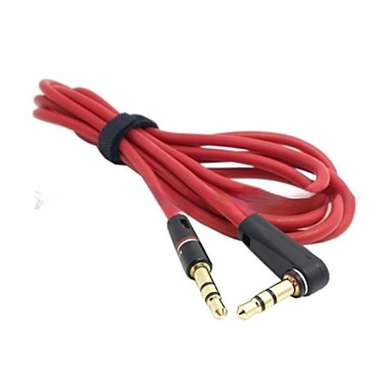 Red 1 meter 3.5mm elbow male to male audio cable with gold plated connectors