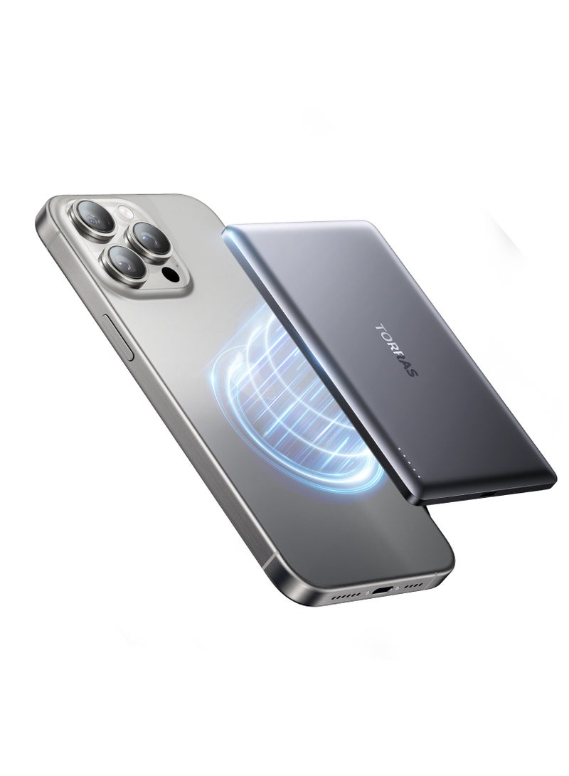 TORRAS MiniMag 5000mAh Magnetic Wireless Power Bank Grey