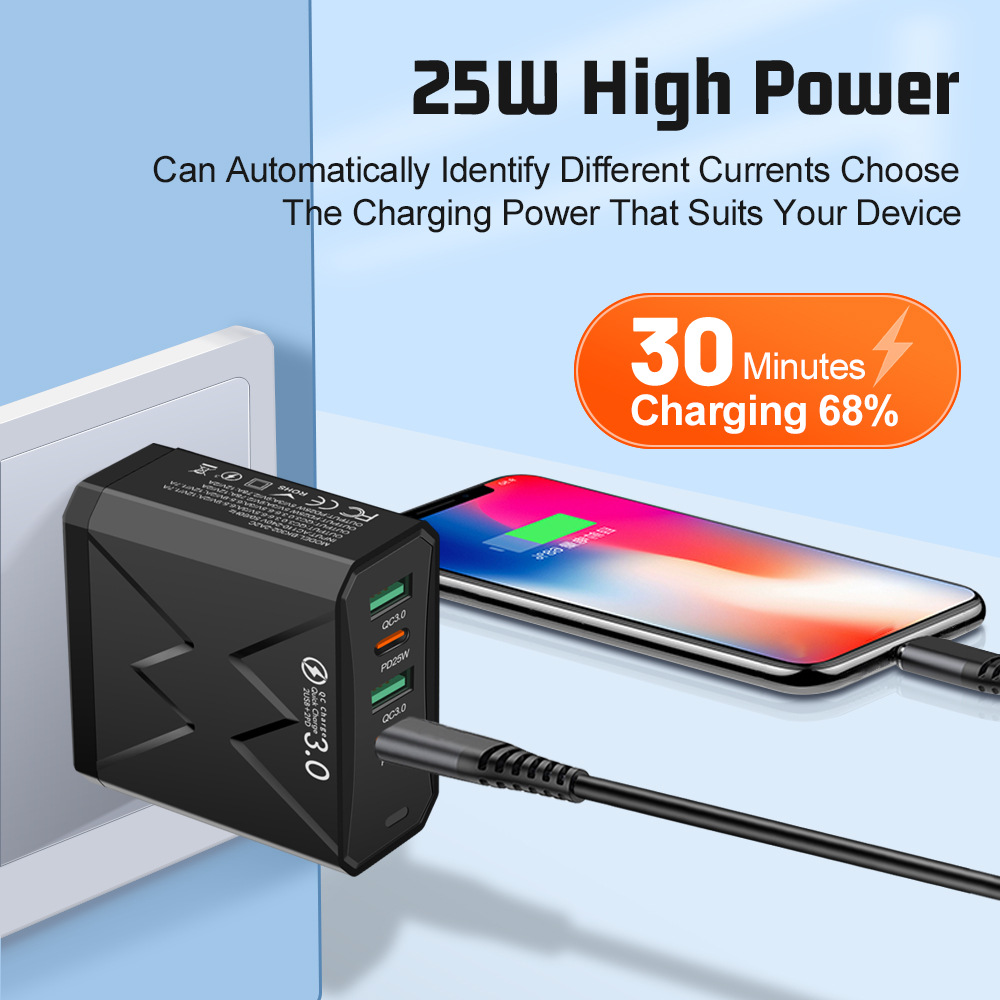 Mobile Phone Charger Tablet front view in black