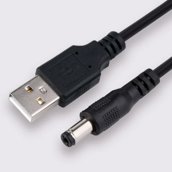 USB to 5521DC Plug Power Cord 5.5x2.1mm, 1m Length