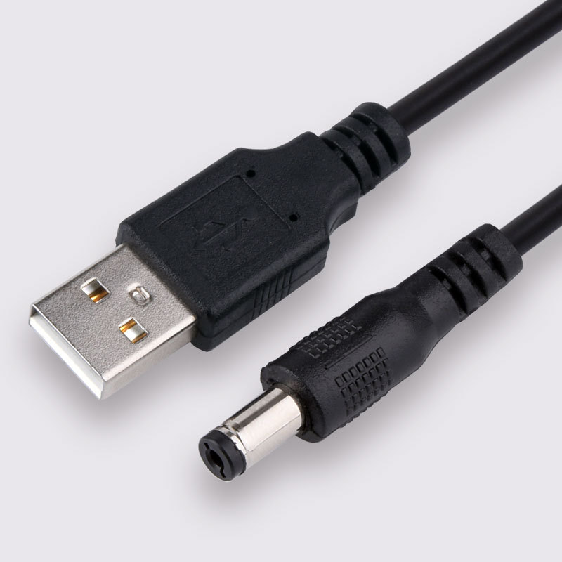 USB to 5521DC Plug Power Cord 5.5x2.1mm, 1m Length