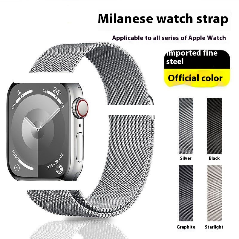 Milanis magnetic stainless steel strap in silver for Apple Watch