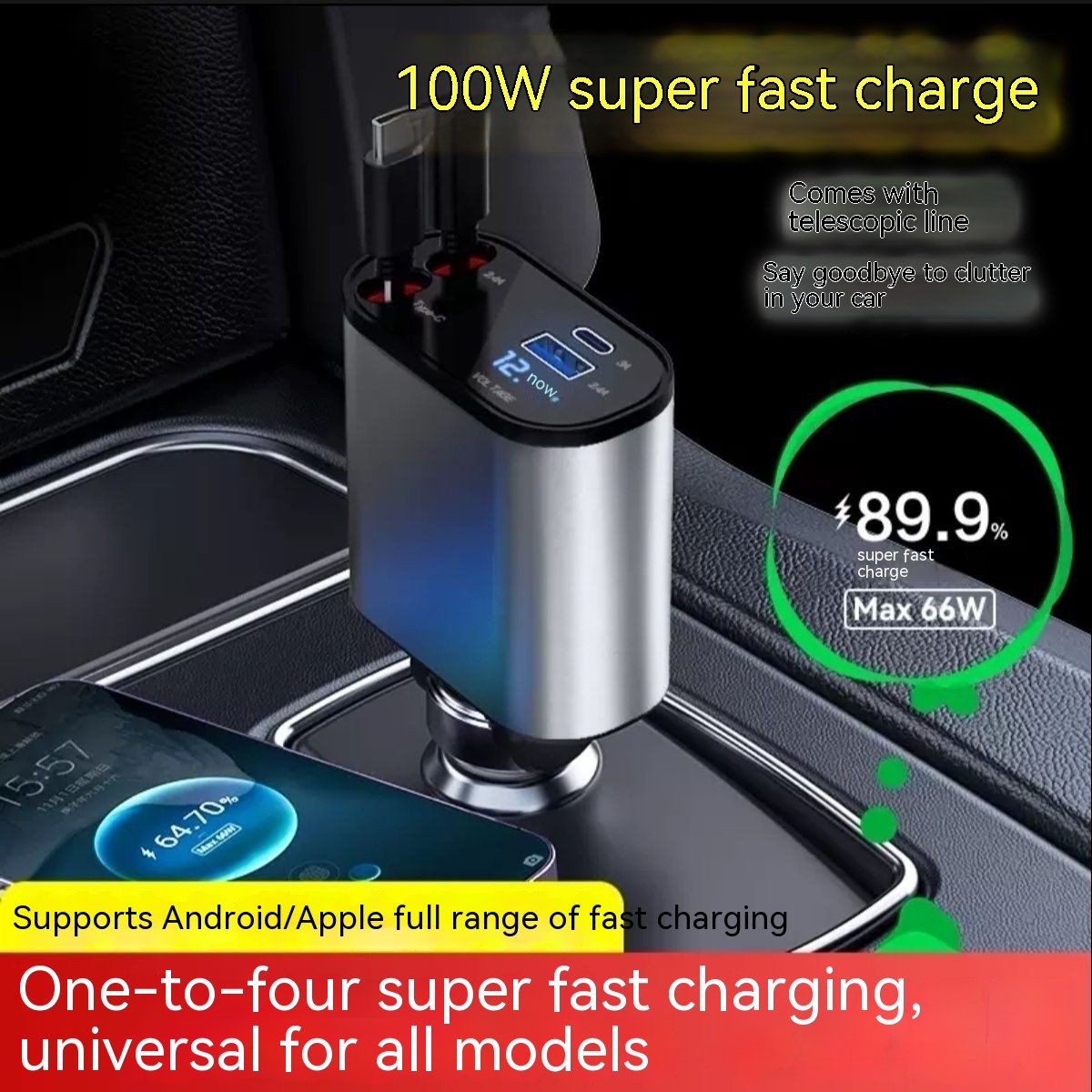 Automatic retractable universal charger with USB ports