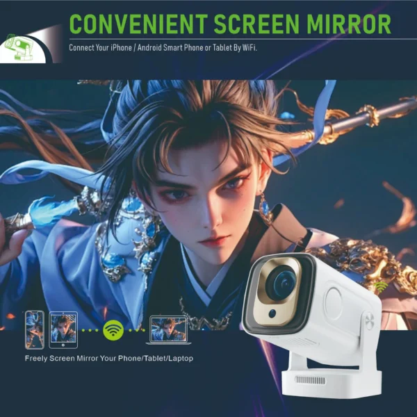 Auto Focus WIFI6 HD Home Projector with 1080p Resolution