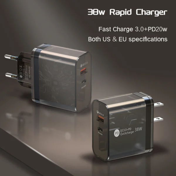 38W Transparent Case Type-C Charging Adapter