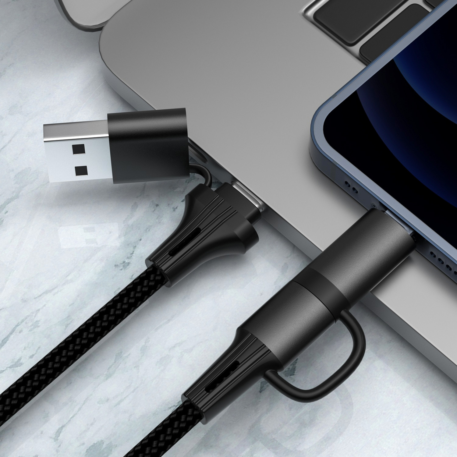 60W 4-in-1 Multifunctional Fast Charging Cable