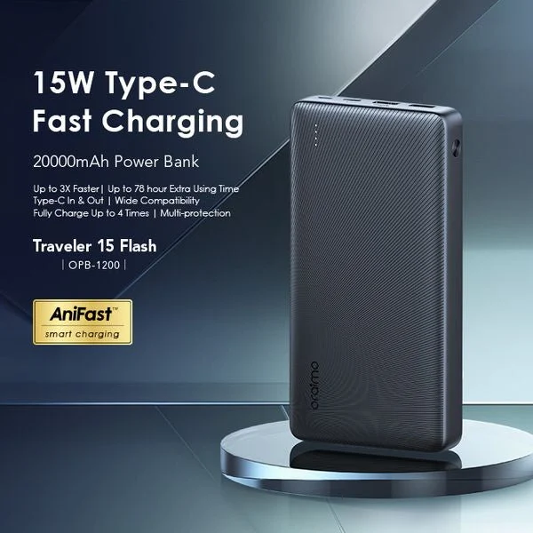 Oraimo Traveler 15W Dual Input Power Bank 20,000mAh Black