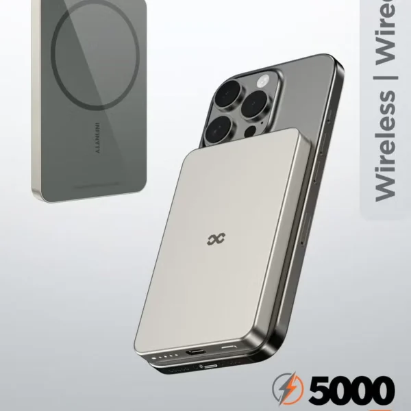 Infinyty Magnetic 5000mAh Wireless Power Bank Titanium