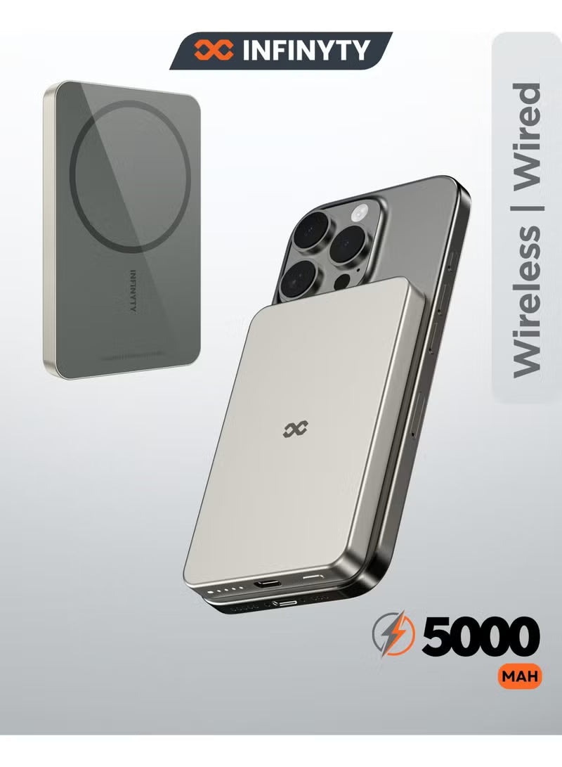Infinyty Magnetic Wireless Power Bank 10000mAh Titanium