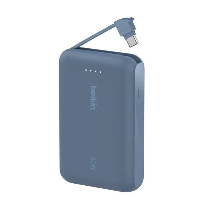 Belkin 10000mAh Power Bank PD 20W with Built-in USB-C Cable Blue