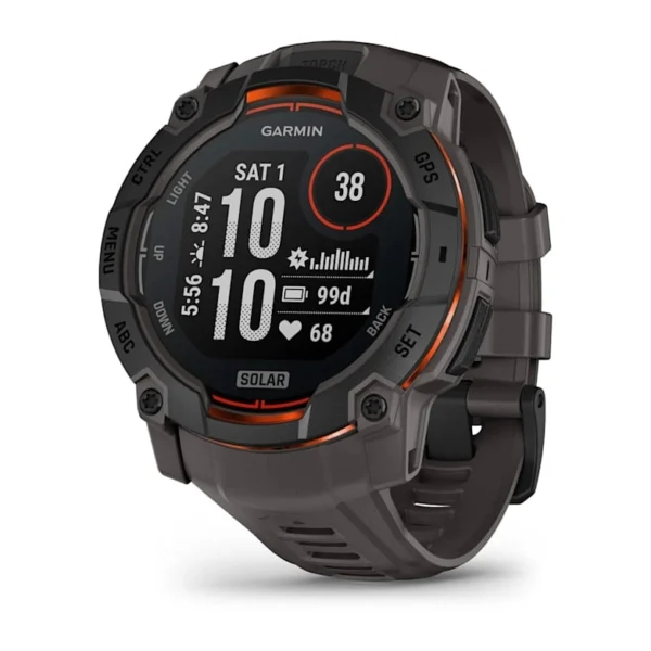 Garmin Instinct 3 50mm Solar GPS Smartwatch Black Charcoal