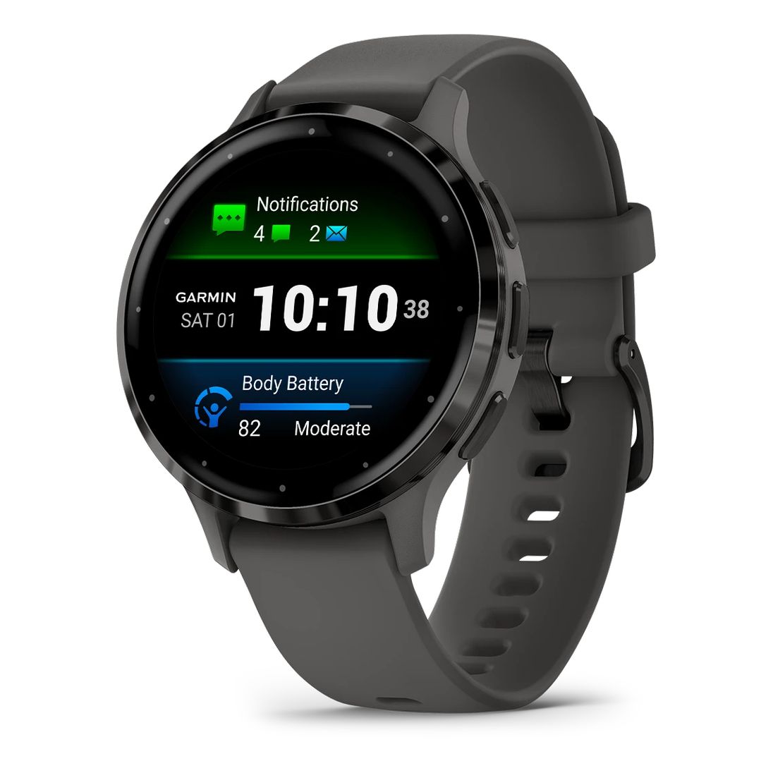 Garmin Venu 3S Fitness Smartwatch Slate Gray Silicone Band