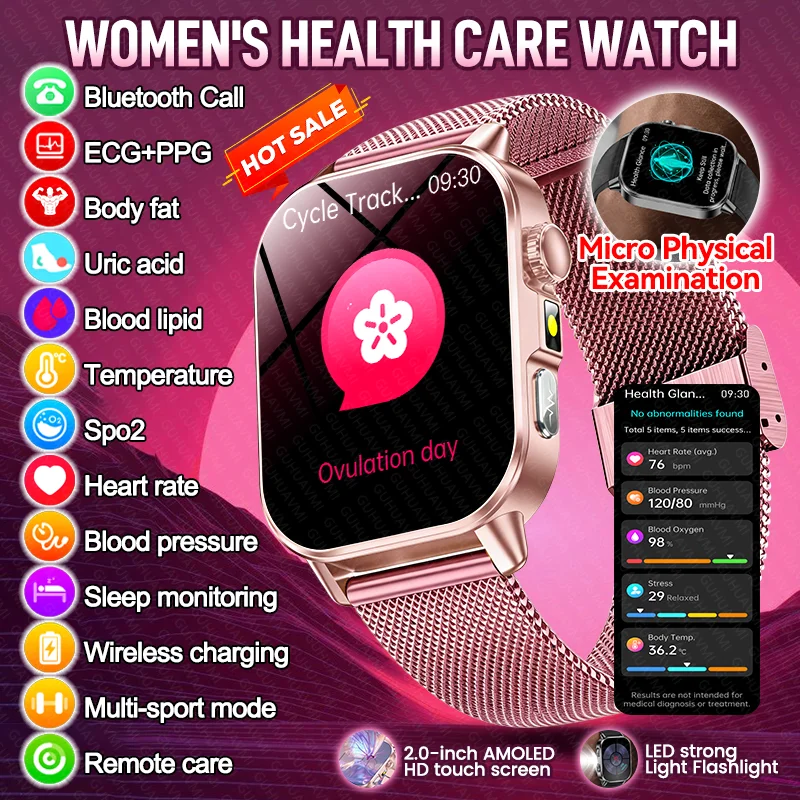 2026 Women’s Health Smartwatch with ECG, BP, Oxygen