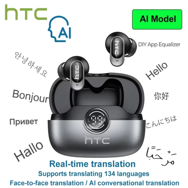 HTC NE79 Bluetooth Earbuds with Real-Time Translation AI