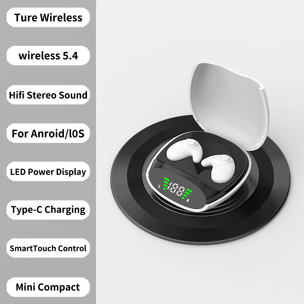 Mini Invisible Bluetooth 5.3 Sleep Earbuds with Noise Cancel