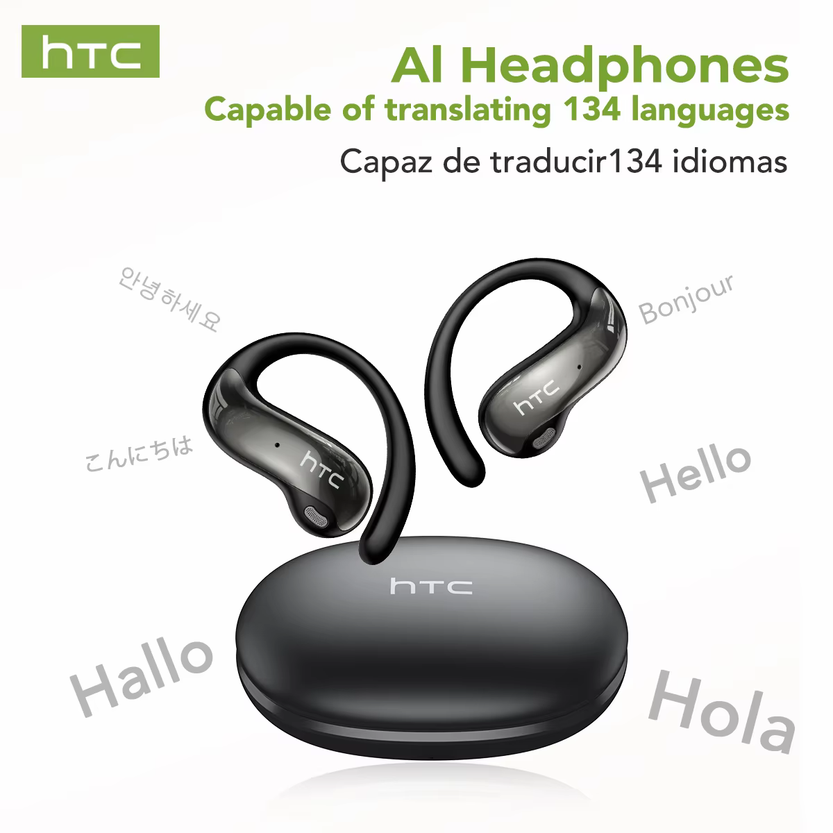 HTC NE19 Bluetooth AI Translation Sports Ear Hook Earphones
