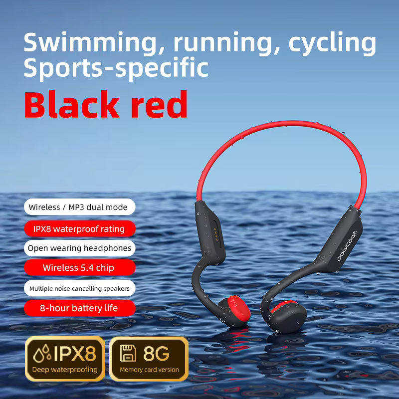 POLVCDG X7 Bone Conduction Headset Bluetooth 5.3 IPX8 Swim