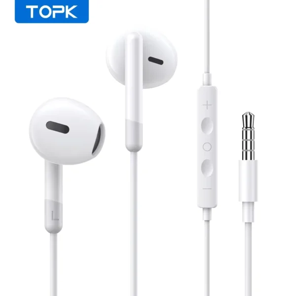 TOPK Wired In-Ear Earphones with Volume Control & Mic