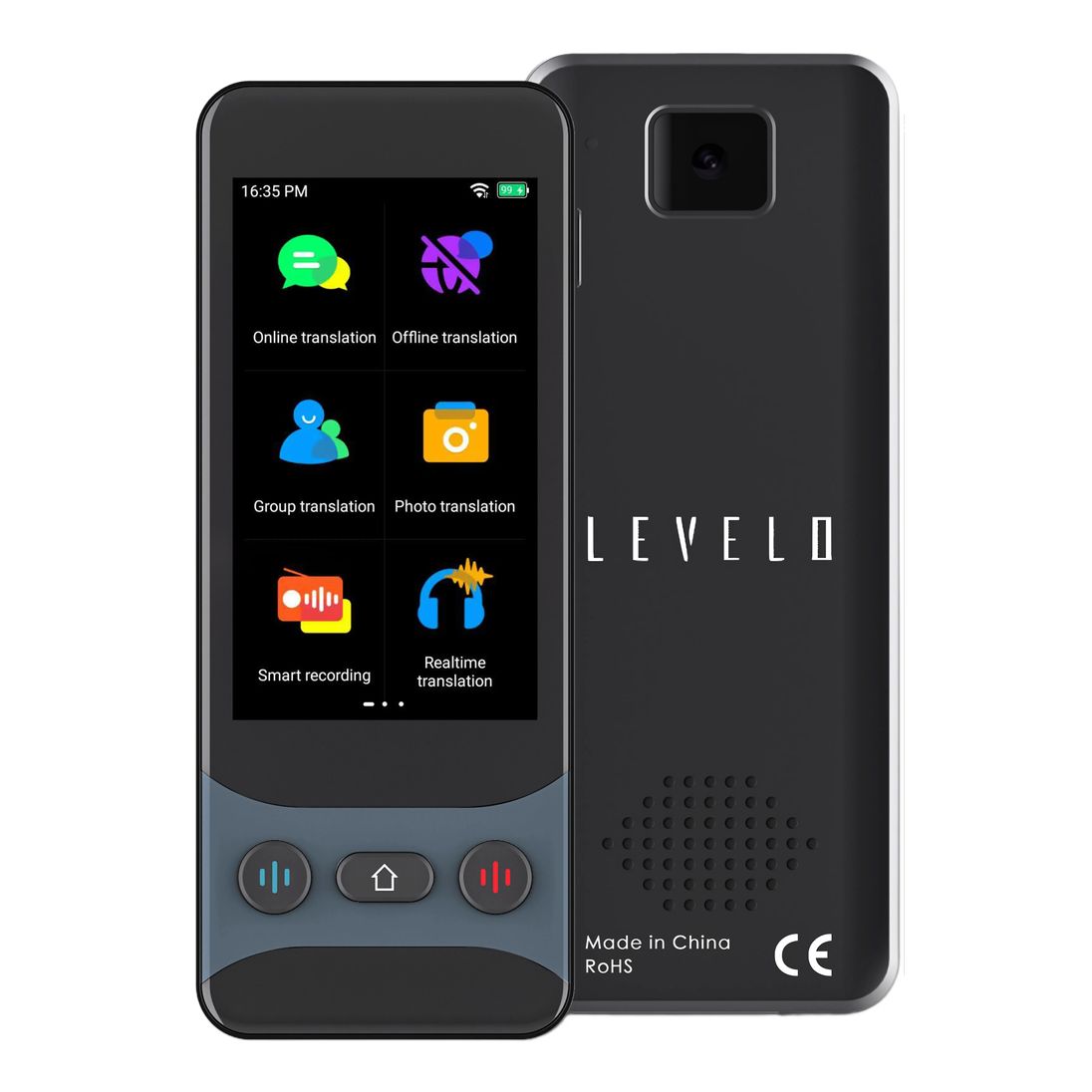 Levelo FluentLink Offline & Online Voice Translator Grey