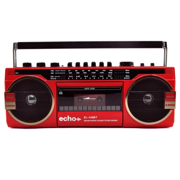 Echo Audio Retro Blast Radio Cassette Player Bluetooth Red