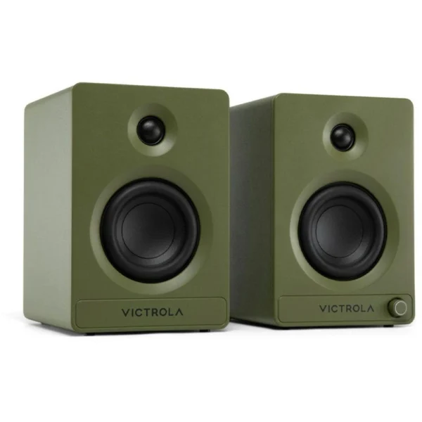 Victrola Tempo Bookshelf Speakers with Bluetooth Green