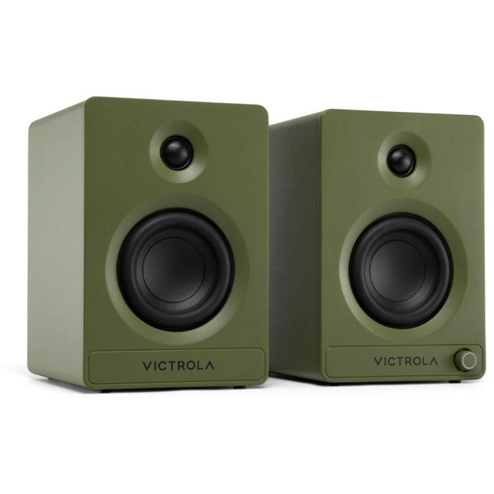 Victrola Tempo Bookshelf Speakers with Bluetooth Green