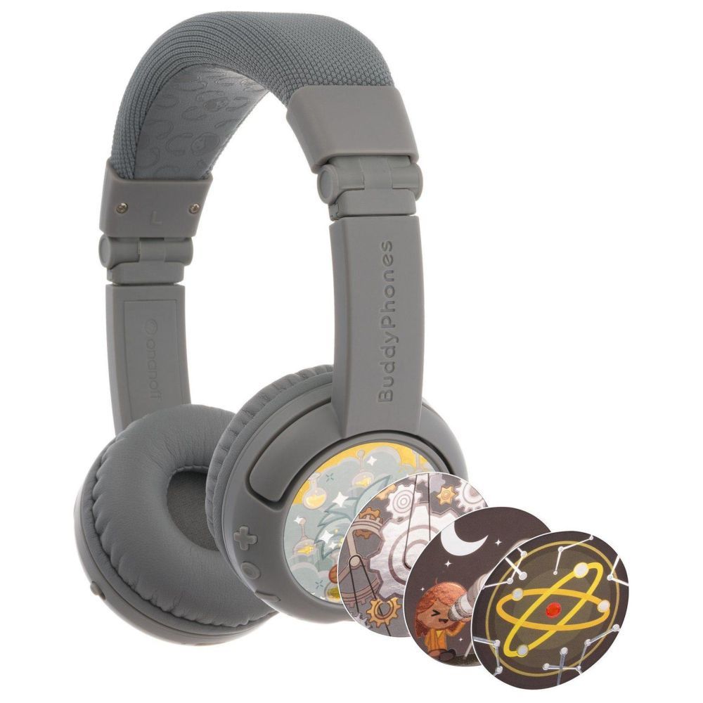 Buddyphones Play+ Wireless Bluetooth Kids Headphones Grey