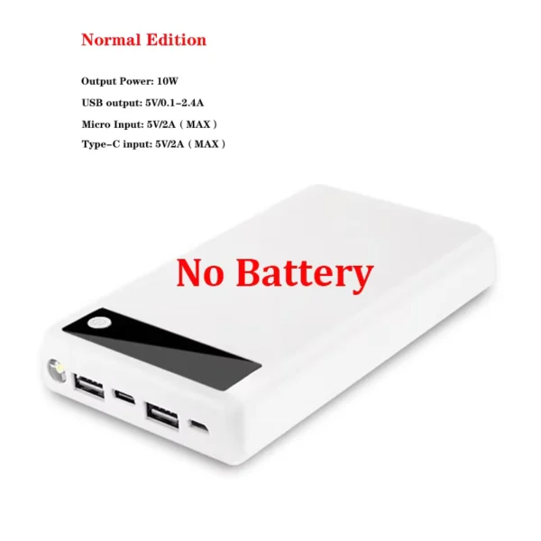 Display Screen Power Bank Shell with Micro & Type-C Inputs