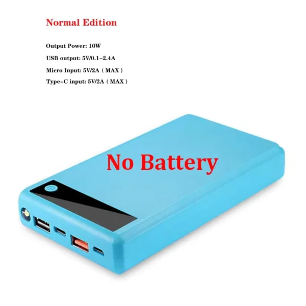 DIY Power Bank Case with Display and Type-C Input for 6×18650 Batteries